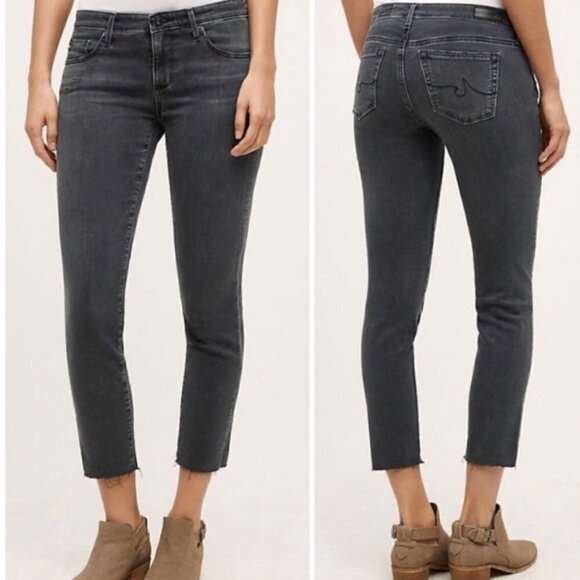 AG Adriano Goldschmied Stevie Capri Faded Black Cropped Skinny Jeans 26 - Picture 1 of 2